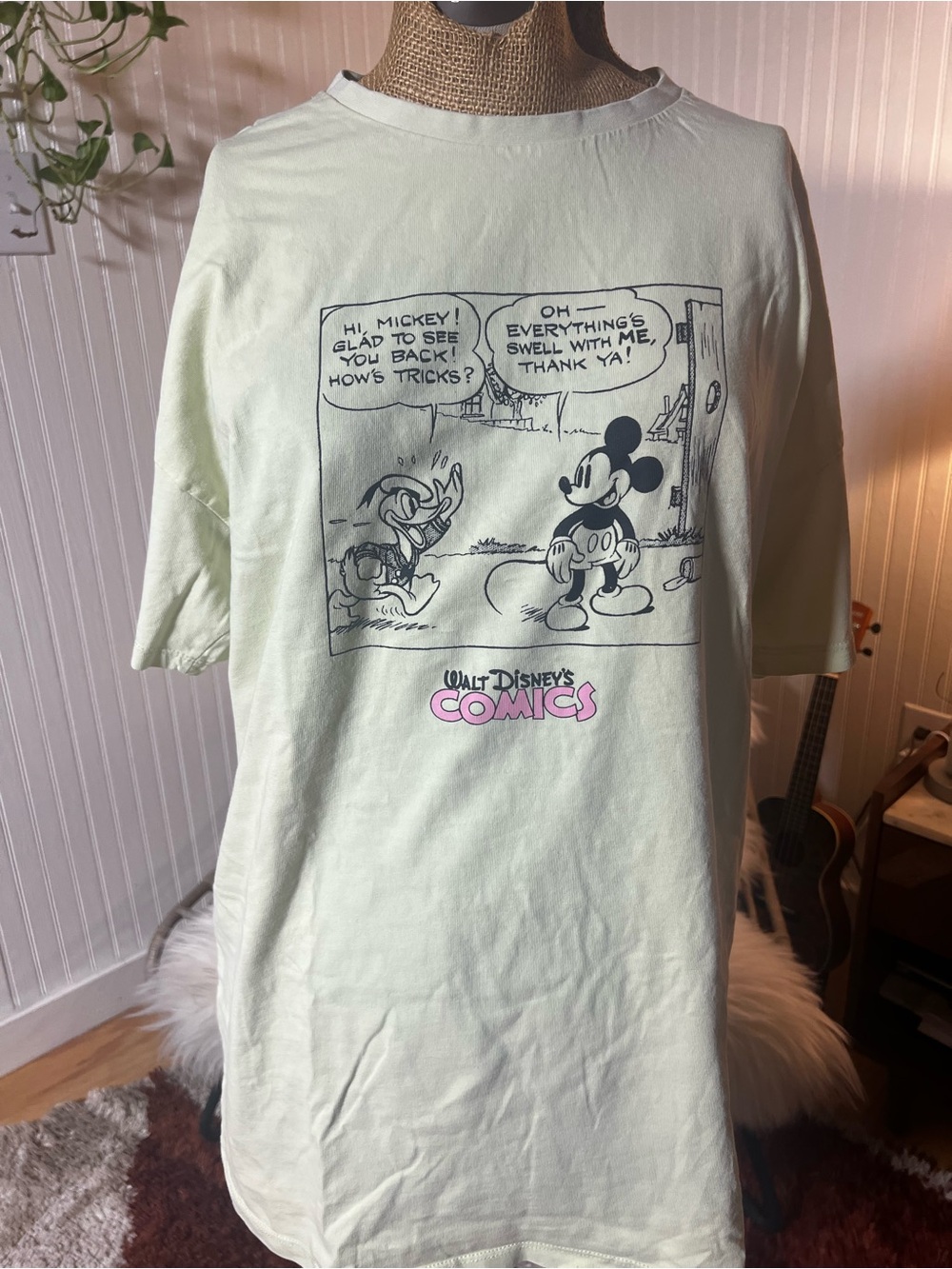 Disney vintage Mint Green Mickey Comics Short Sleeve Tee